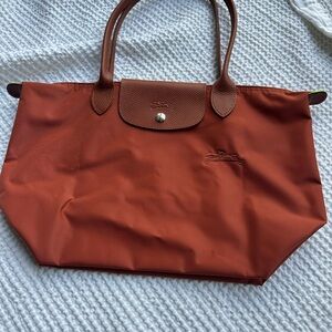 Longchamp Nylon Tote in Rust Brown